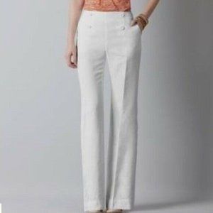 Ann Taylor Loft White 100% Linen Sailor Wide Leg Pants, NWT, Size 14